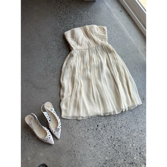 Donna Morgan Womens 8 Dress Cream Silk Strapless Sleeveless Evening Gown - Picture 1 of 2